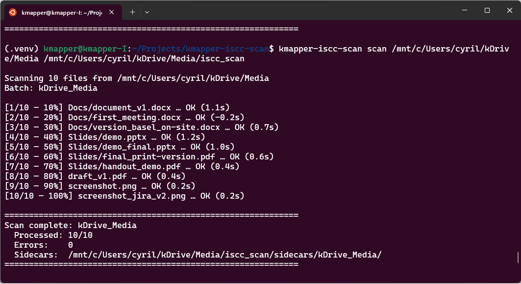 Screenshot kmapper-iscc-scan